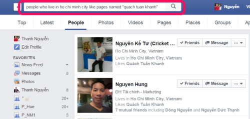 Sử dụng Graph search của facebook để tìm bạn mới